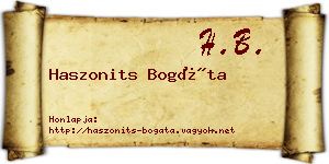 Haszonits Bogáta névjegykártya